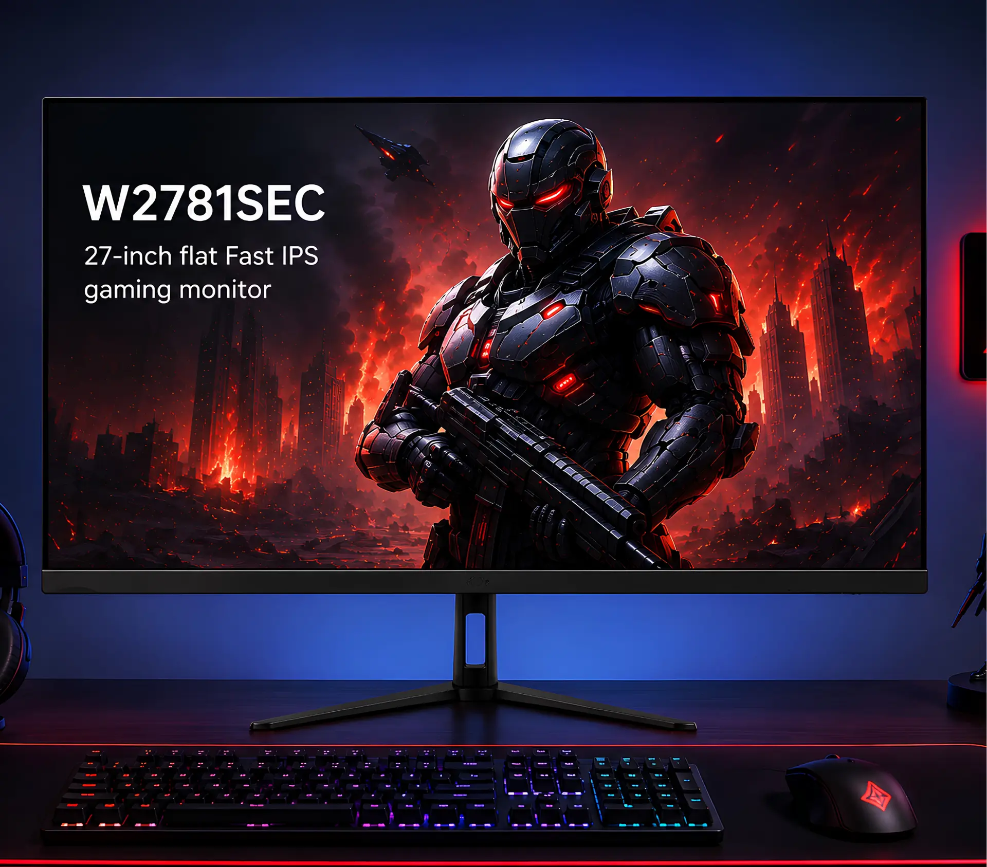 W2781SEC gaming monitor in a desktop gaming setup