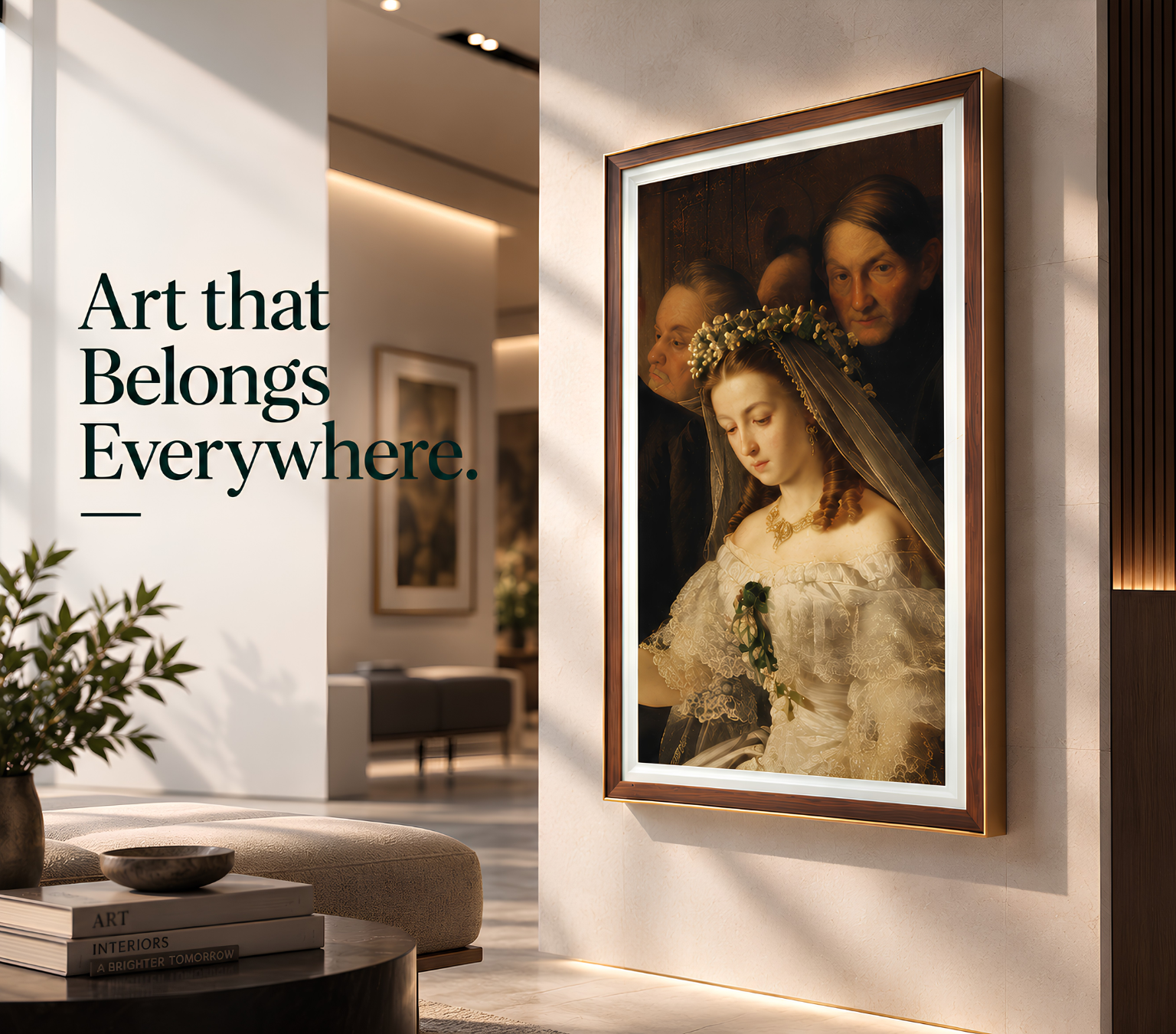 Art signage displayed in a contemporary interior